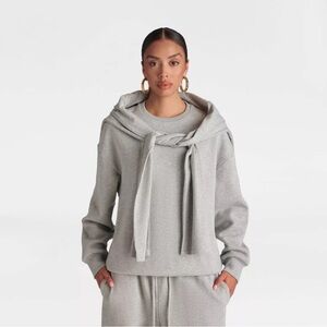 KBB by Kahlana Women's Long Sleeve The Double Layer Crewneck Sweatshirt, M Gray